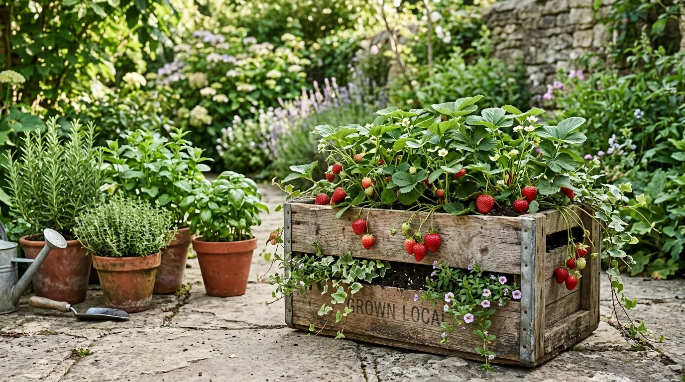 Wooden Crate Strawberry Planter